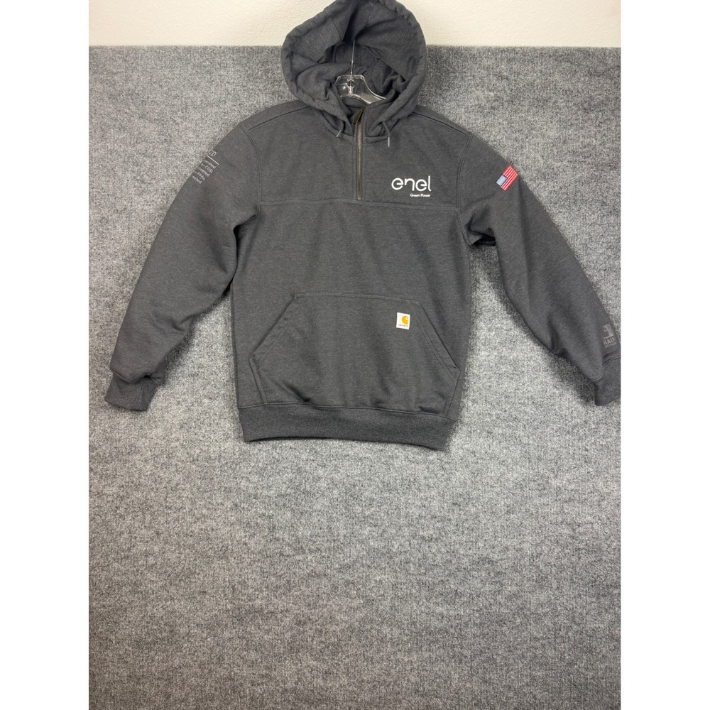 Carhartt Rain Defender Mens Small Gray 1/4 Quarter Zip Hoodie Sweatshirt w/ Logo